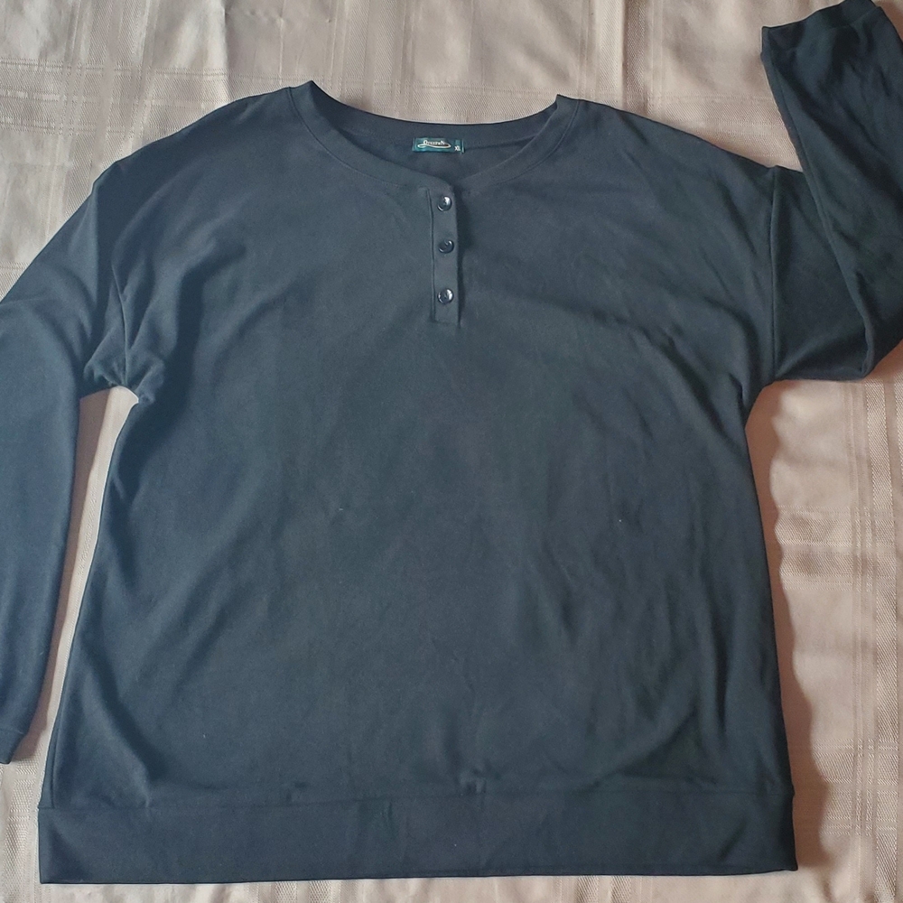 Black Long Sleeve Henley Shirt